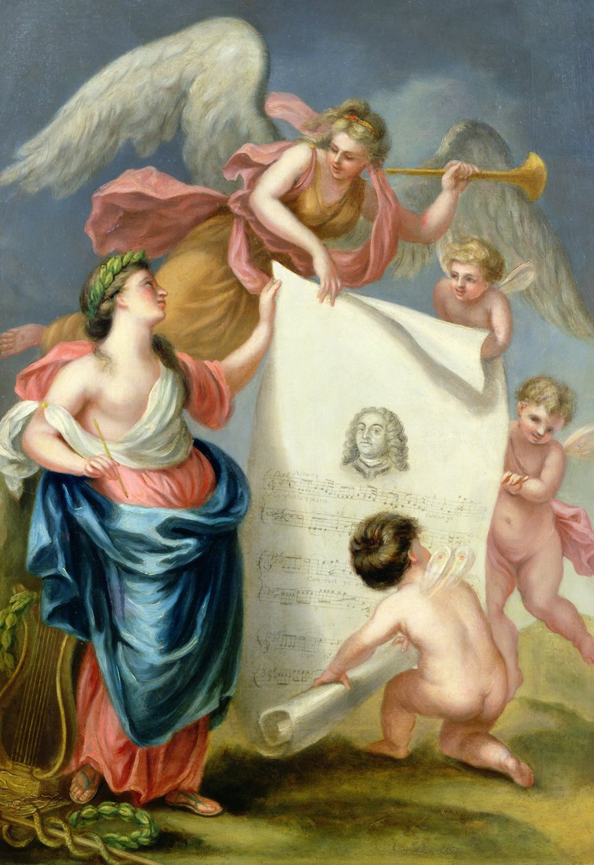 Allegorisk studie för ett minnestryck av Händel av Giovanni Battista Cipriani