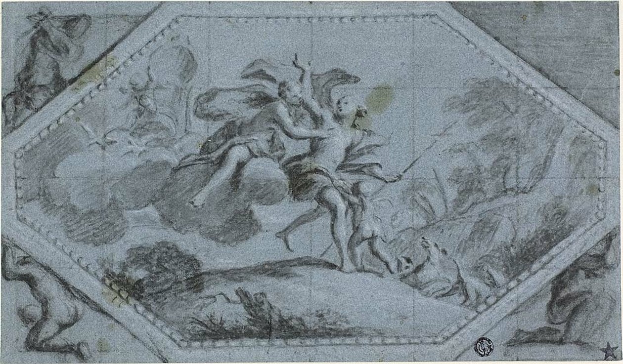 Takdekoration med Venus och Adonis av Giovanni Battista Cipriani