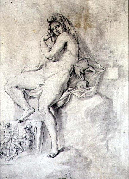 Female Personification of Sculpture, c.1770 (penna och bläck på papper) av Giovanni Battista Cipriani