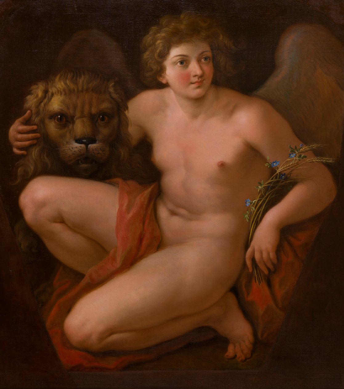 Den andra av ett par allegoriska målningar: Peace and Plenty, c.1747-85 (olja på duk) av Giovanni Battista Cipriani