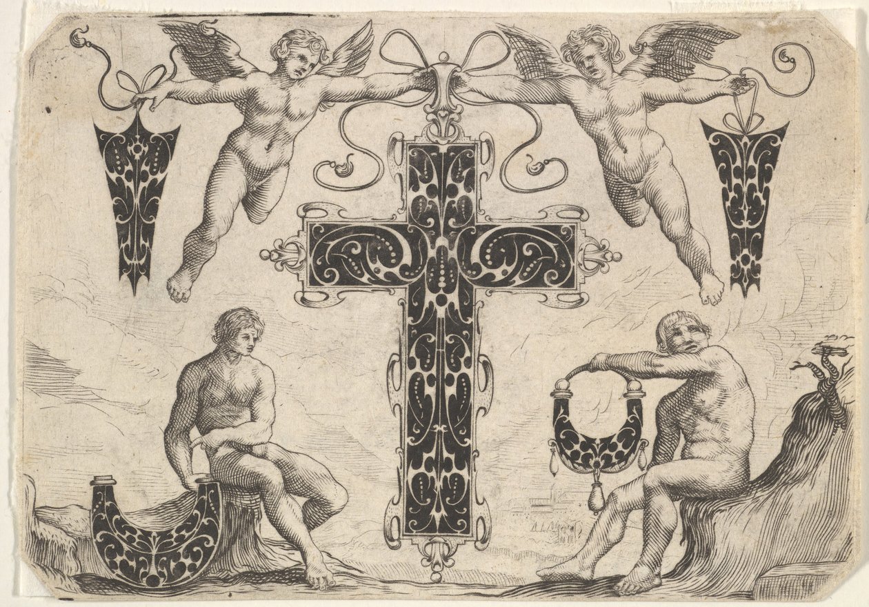Korsformat hänge och fyra andra motiv, 1622. av Giovanni Battista Costantini