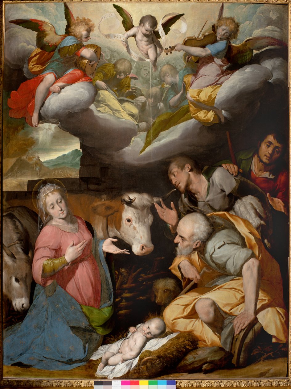 Tillbedjan av herdarna, 1592-95 av Giovanni Battista Crespi