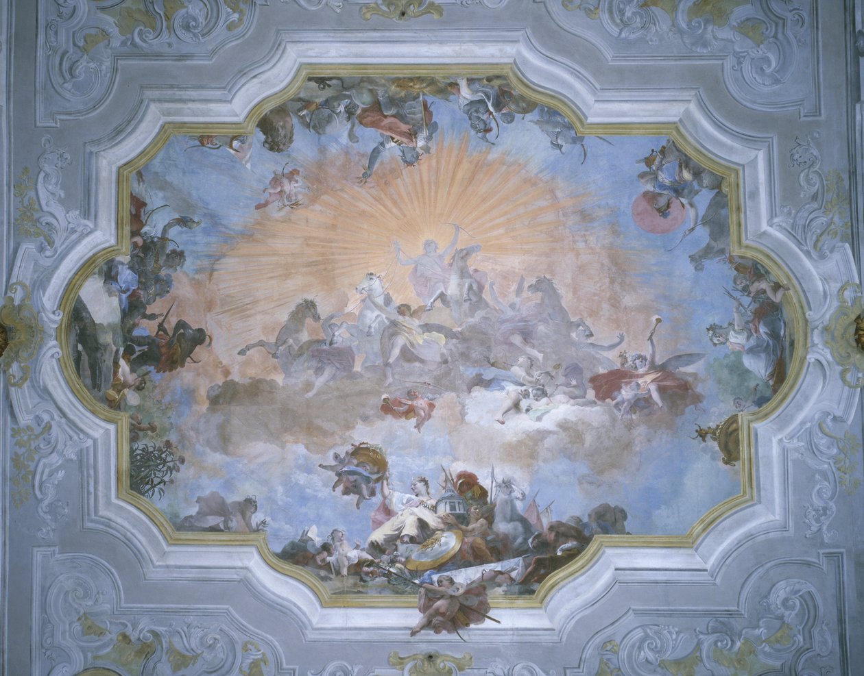Fyra hörn av världen, tak i balsalen av Giovanni Battista Crosato