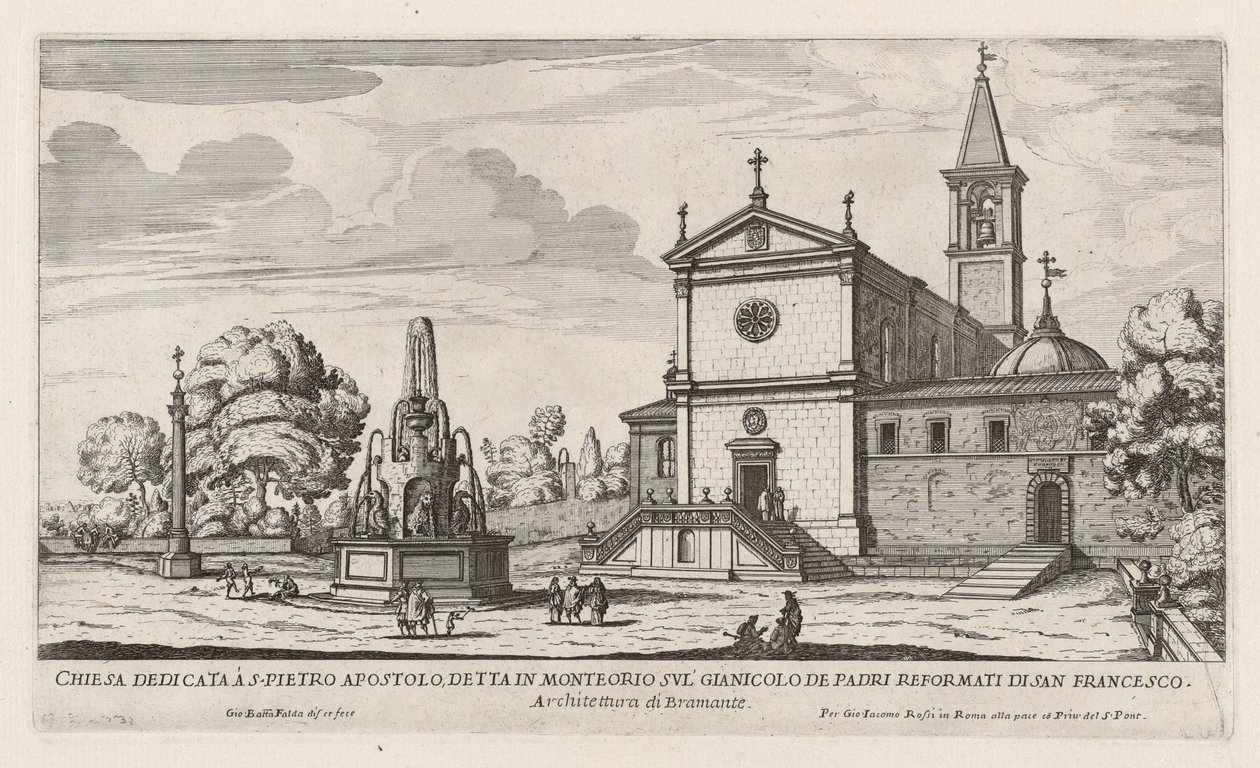 Kyrka tillägnad S. Pietro Apostolo (kyrkan San Pietro in Montorio) av Giovanni Battista Falda
