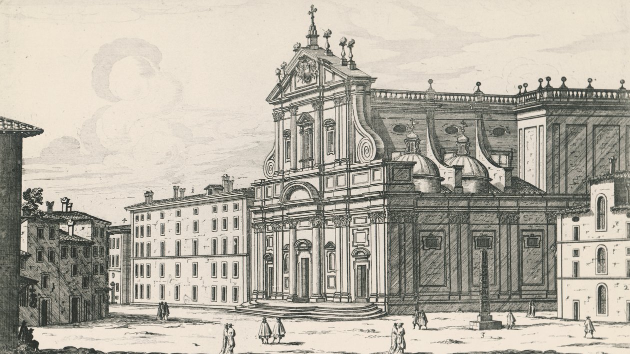 Kyrkan St Ignatius av Loyola på Campus Martius, Rom, gravyr av Giovanni Battista Falda (1640 eller 1643-1678), Italien av Giovanni Battista Falda