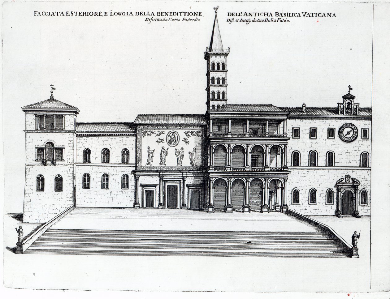 Benediction Loggia av den gamla Vatikanbasilikan av Giovanni Battista Falda
