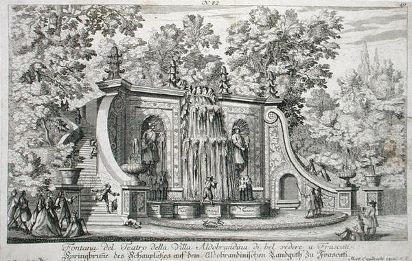 Teaterfontän vid Villa Aldobrandina, Frascati, ca 1675, från 