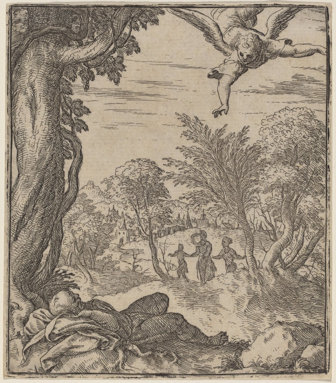 Ängeln som visar sig för Josef av Giovanni Battista Fontana