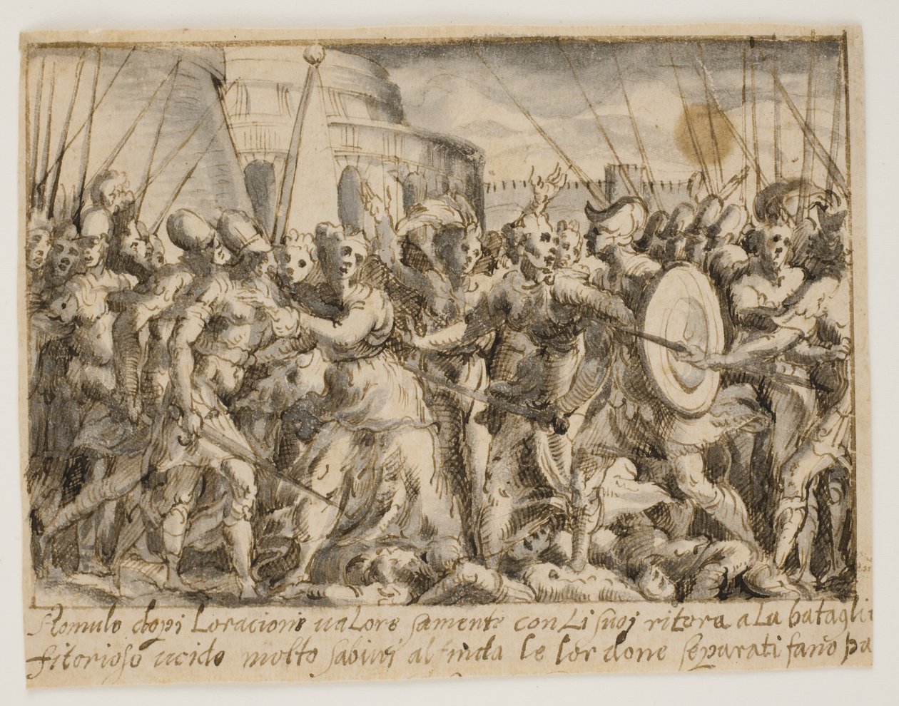 Sabinskvinnorna förhandlar om fred mellan romarna och sabinerna av Giovanni Battista Fontana