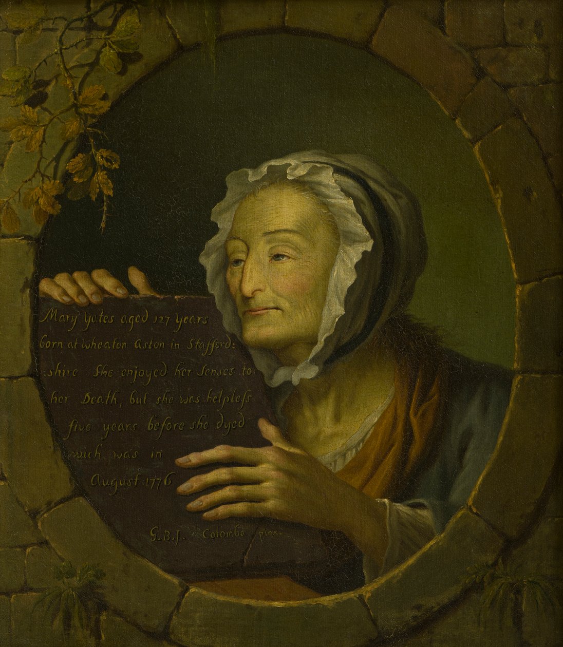 Porträtt av Mary Yates (1649-1776) (olja på duk) av Giovanni Battista Innocenzo Colombo