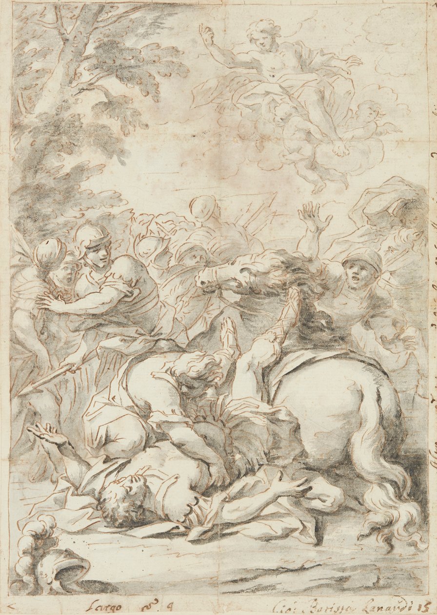 The Conversion of Saint Paul (grafit och bläck på papper) av Giovanni Battista Lenardi