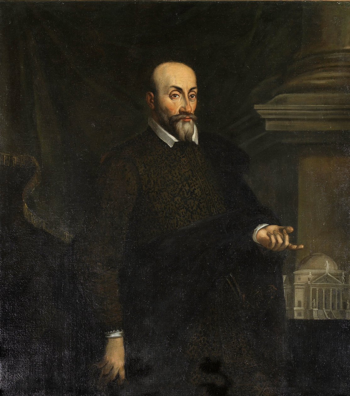 Porträtt av Conte Mario Capra, av Maganza, Giovanni Battista (ca 1513-1586). Olja på duk av Giovanni Battista Maganza