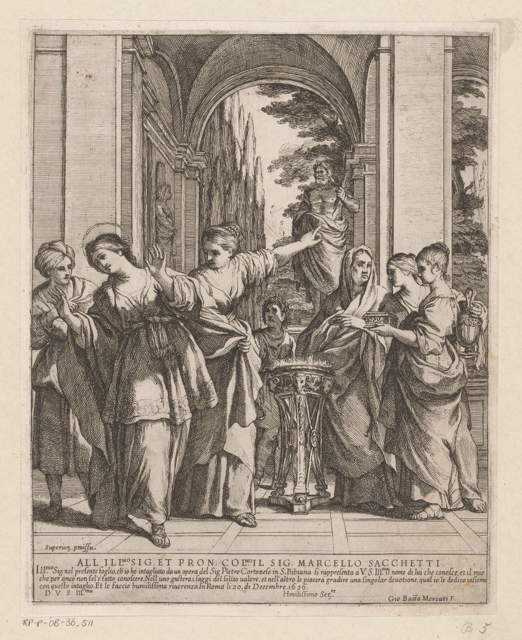 Saint Viviane vägrar att offra till de hedniska gudarna av Giovanni Battista Mercati