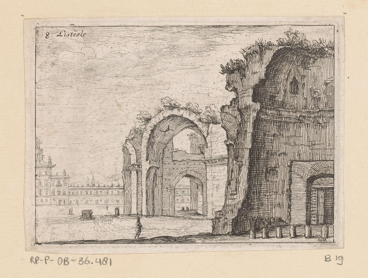 Rester av Diocletianus bad i Rom Listesse (titel på objekt) Utsikt över Rom (serietitel) Alcune vedute et prospettive di luoghi dishabitati di Roma (serietitel) av Giovanni Battista Mercati