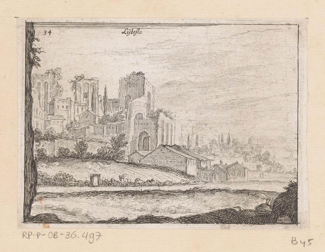 Ruïnes av Palazzo Maggiore te Rom Listesso (titel på objekt) Gezichten op Rome (serietitel) Några vyer och perspektiv på obebodda platser i Rom (serietitel) av Giovanni Battista Mercati