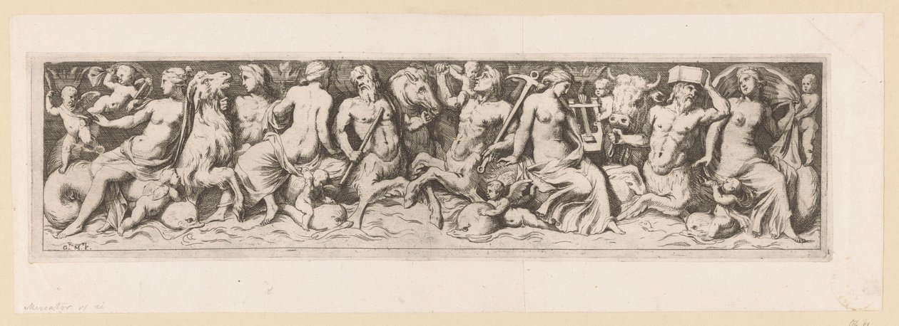 Tritons, Nereids och putti av Giovanni Battista Mercati