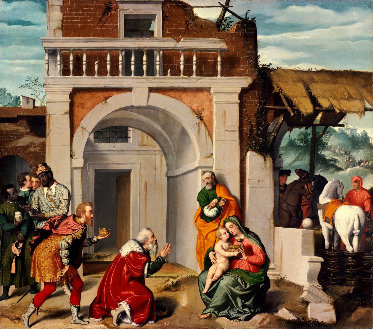 Adoration of the Magi, av Giovanni Battista Moroni (ca 1525-1578) av Giovanni Battista Moroni