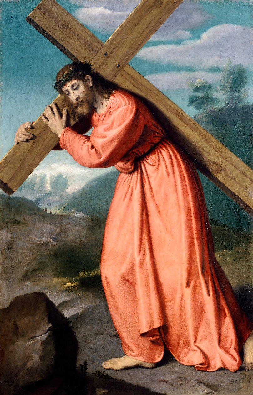 Kristus bär kors, av Giovanni Battista Moroni (1525 ca- 1578), Shrine of Our Lady of Tears, Albino av Giovanni Battista Moroni