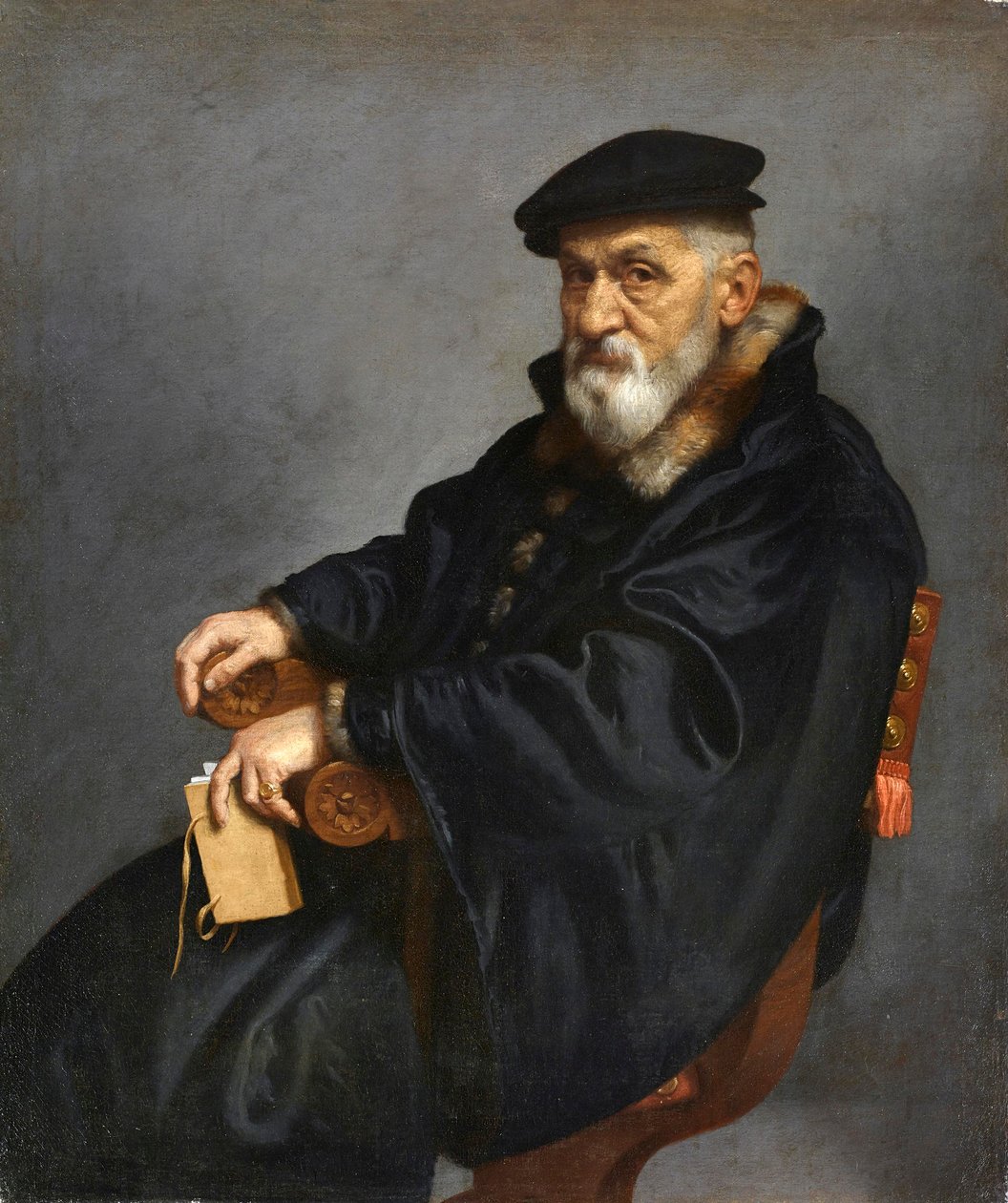 Italienska: Porträtt av en sittande gammal man av Giovanni Battista Moroni
