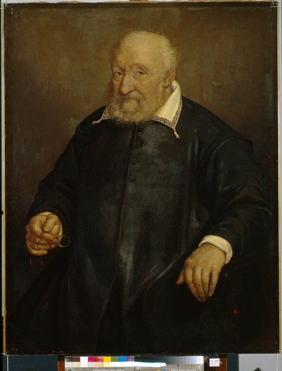 Porträtt av Christoforo Novati (?) (Porträtt av C. Novati). Målning av Giovan Battista Moroni (1520 eller 1525-1578), olja på duk. Italiensk konst (Bergamo) av Giovanni Battista Moroni