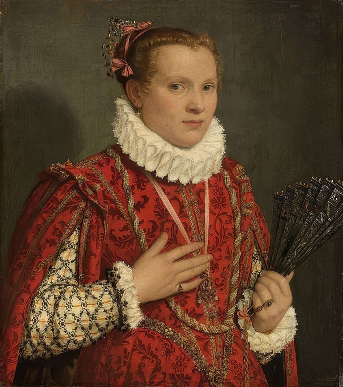 Porträtt av en ung kvinna. 1560-78 av Giovanni Battista Moroni