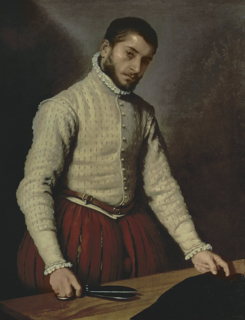 Porträtt av en man (Skräddaren) c.1570 (olja på duk) av Giovanni Battista Moroni