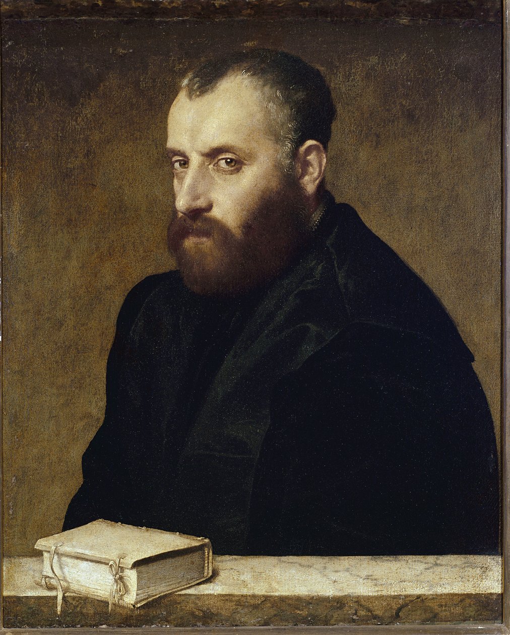 Porträtt av en lärd (olja på duk av Giovanni Battista Moroni