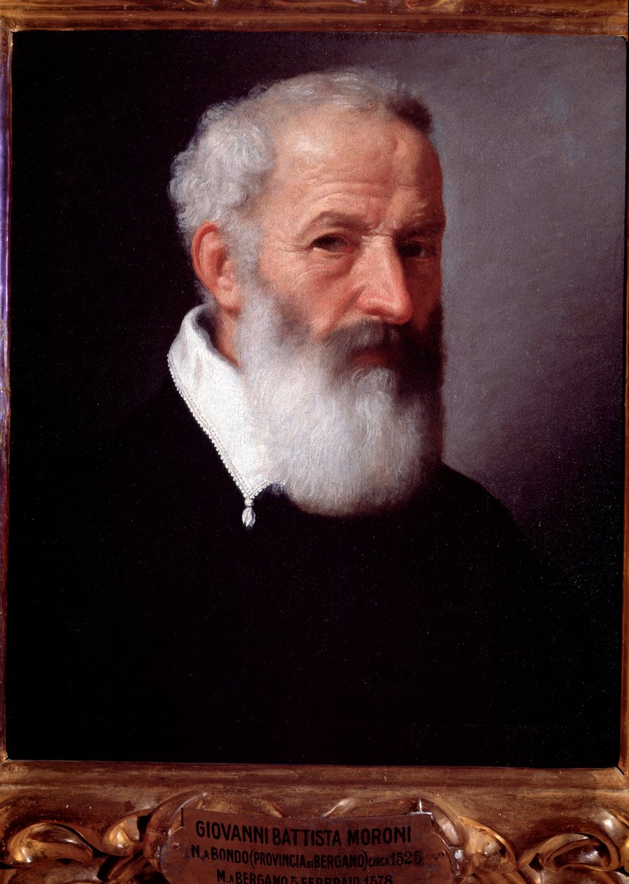 Porträtt av en gammal man - olja på duk av Giovanni Battista Moroni