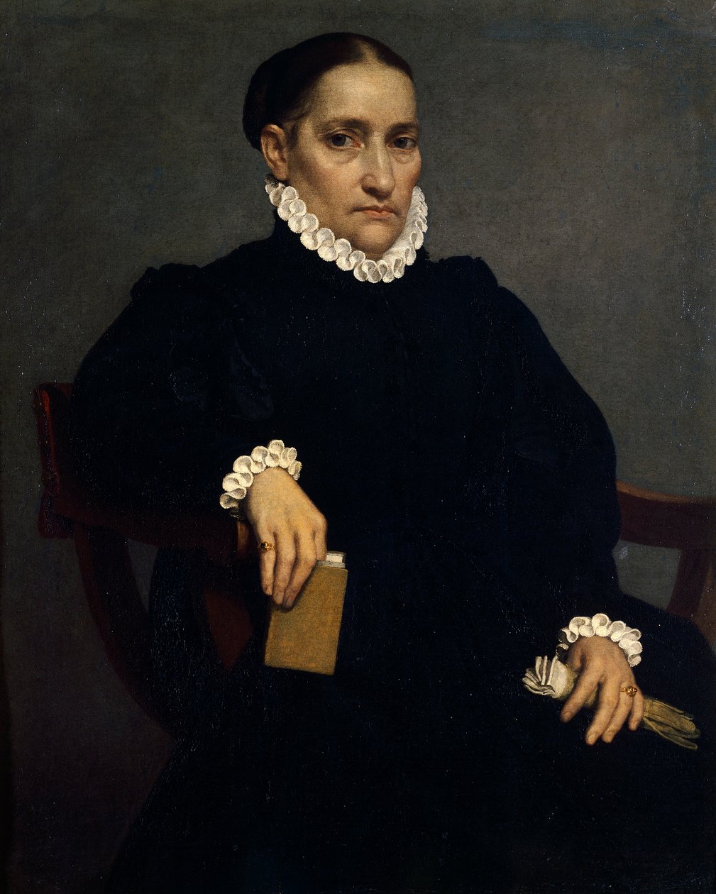 Porträtt av äldre kvinna i svart av Giovanni Battista Moroni (ca 1525-1578) av Giovanni Battista Moroni