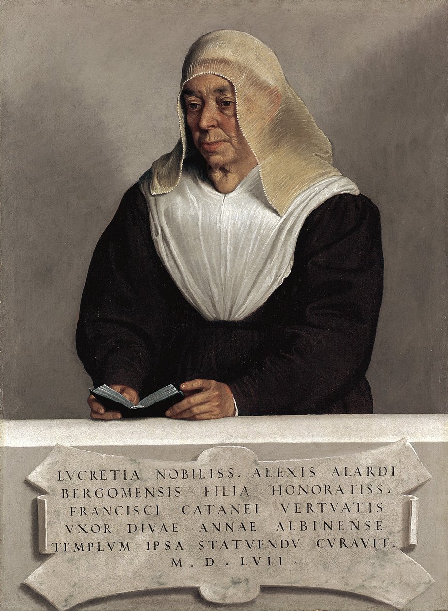 Abbedissan Lucrezia Vertova Agliardi, ca 1557 (olja på duk) av Giovanni Battista Moroni