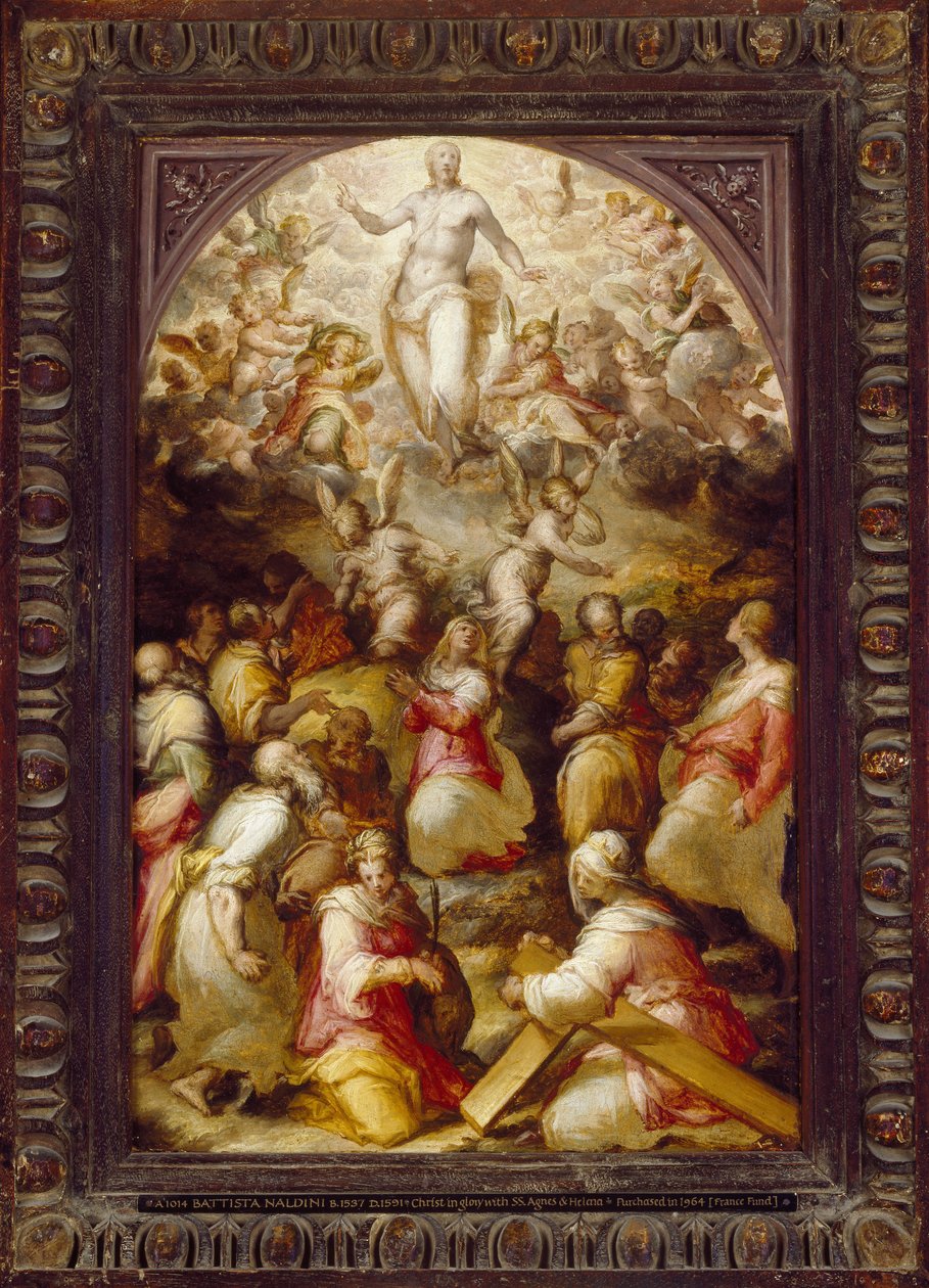 Kristus i ära med Sts Agnes och Helena, 1500-talet av Giovanni Battista Naldini