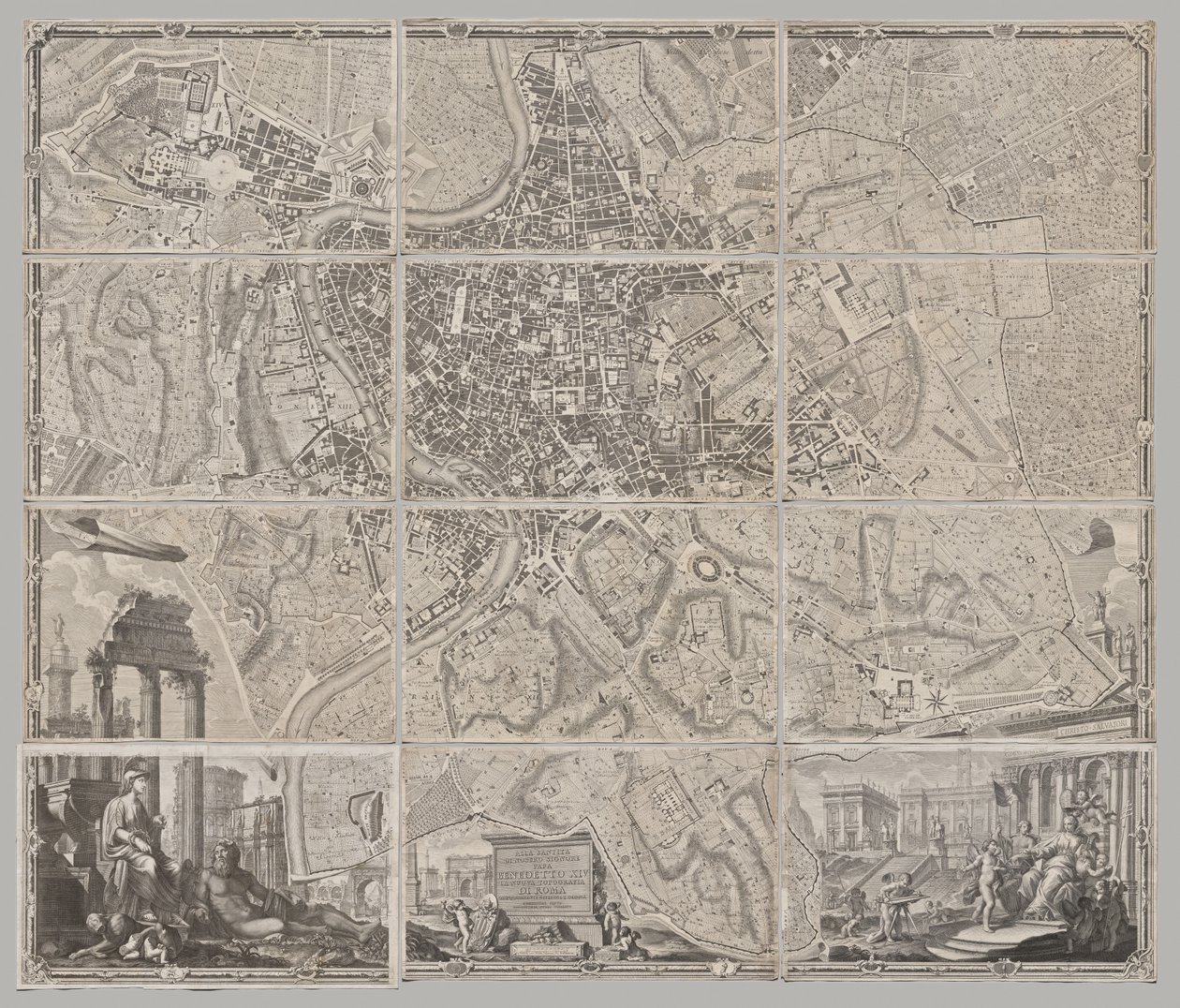 Ny plan för Rom som presenterades av Giambattista Nolli under året MDCCXLVII, känd som La Pianta Grande di Roma av Giovanni Battista Nolli