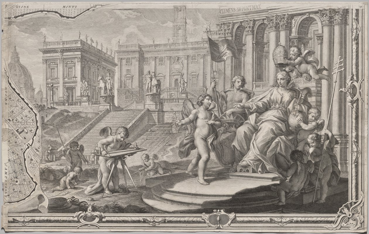 Ny karta över Rom som presenterades av Giambattista Nolli under året MDCCXLVII, känd som La Pianta Grande di Roma av Giovanni Battista Nolli