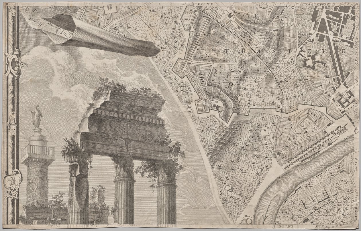 Ny plan för Rom som presenterades av Giambattista Nolli under året MDCCXLVII, känd som La Pianta Grande di Roma av Giovanni Battista Nolli