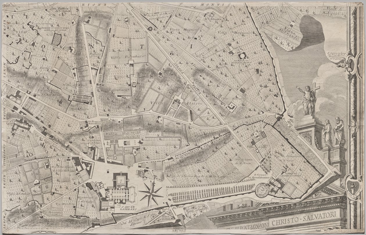 Ny karta över Rom som presenterades av Giambattista Nolli under året MDCCXLVII, känd som La Pianta Grande di Roma av Giovanni Battista Nolli