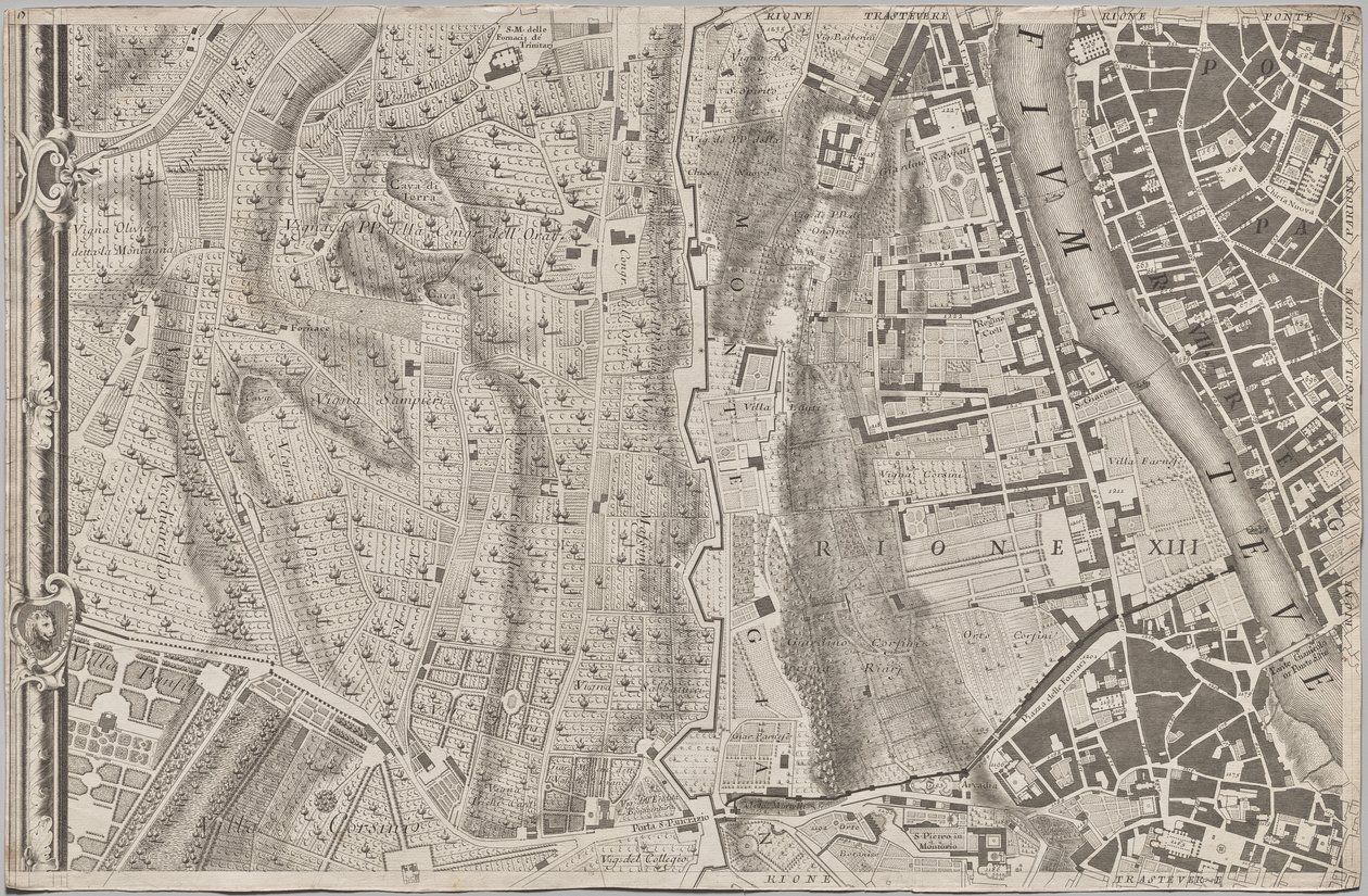 Ny karta över Rom som presenterades av Giambattista Nolli under året MDCCXLVII, känd som La Pianta Grande di Roma av Giovanni Battista Nolli