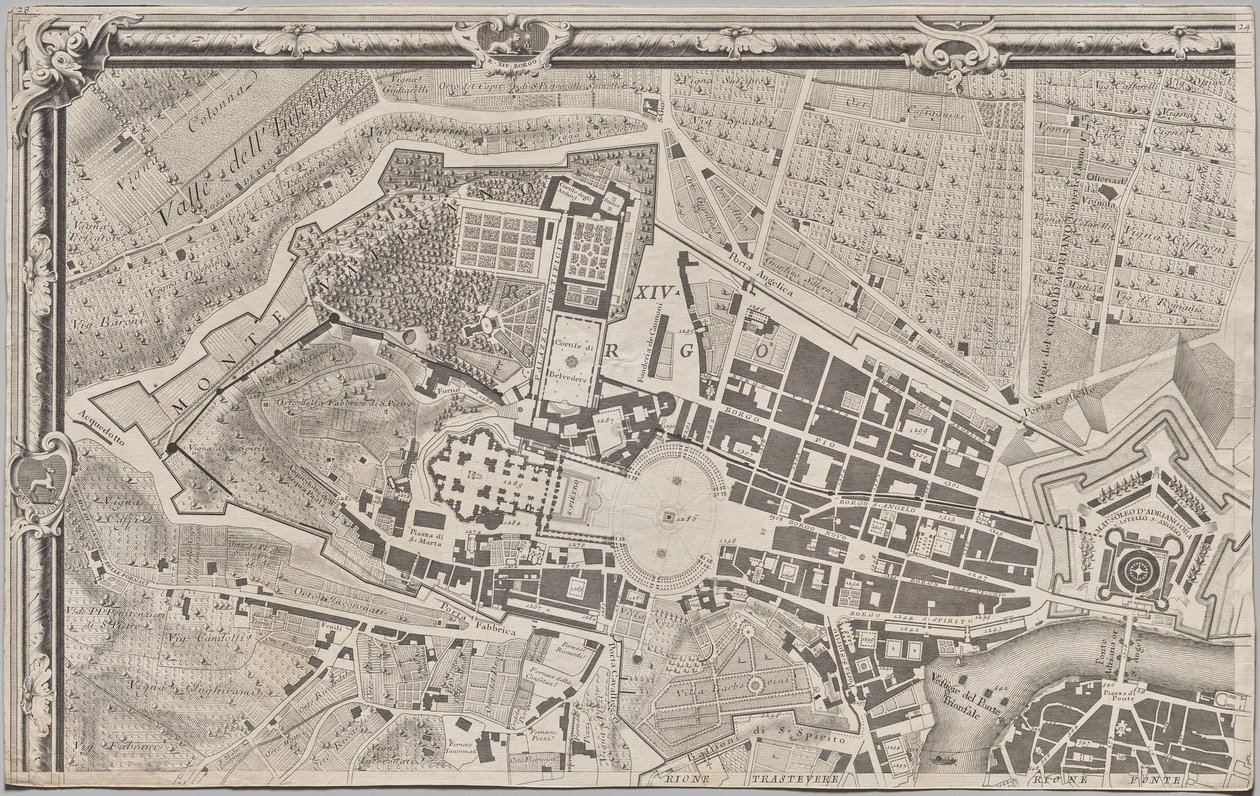 Ny plan för Rom som presenterades av Giambattista Nolli under året MDCCXLVII, känd som La Pianta Grande di Roma av Giovanni Battista Nolli