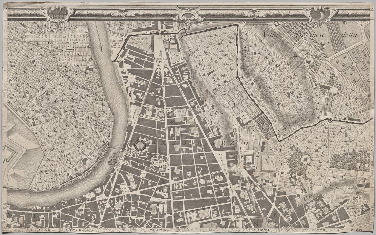 Ny karta över Rom som presenterades av Giambattista Nolli under året MDCCXLVII, känd som La Pianta Grande di Roma av Giovanni Battista Nolli