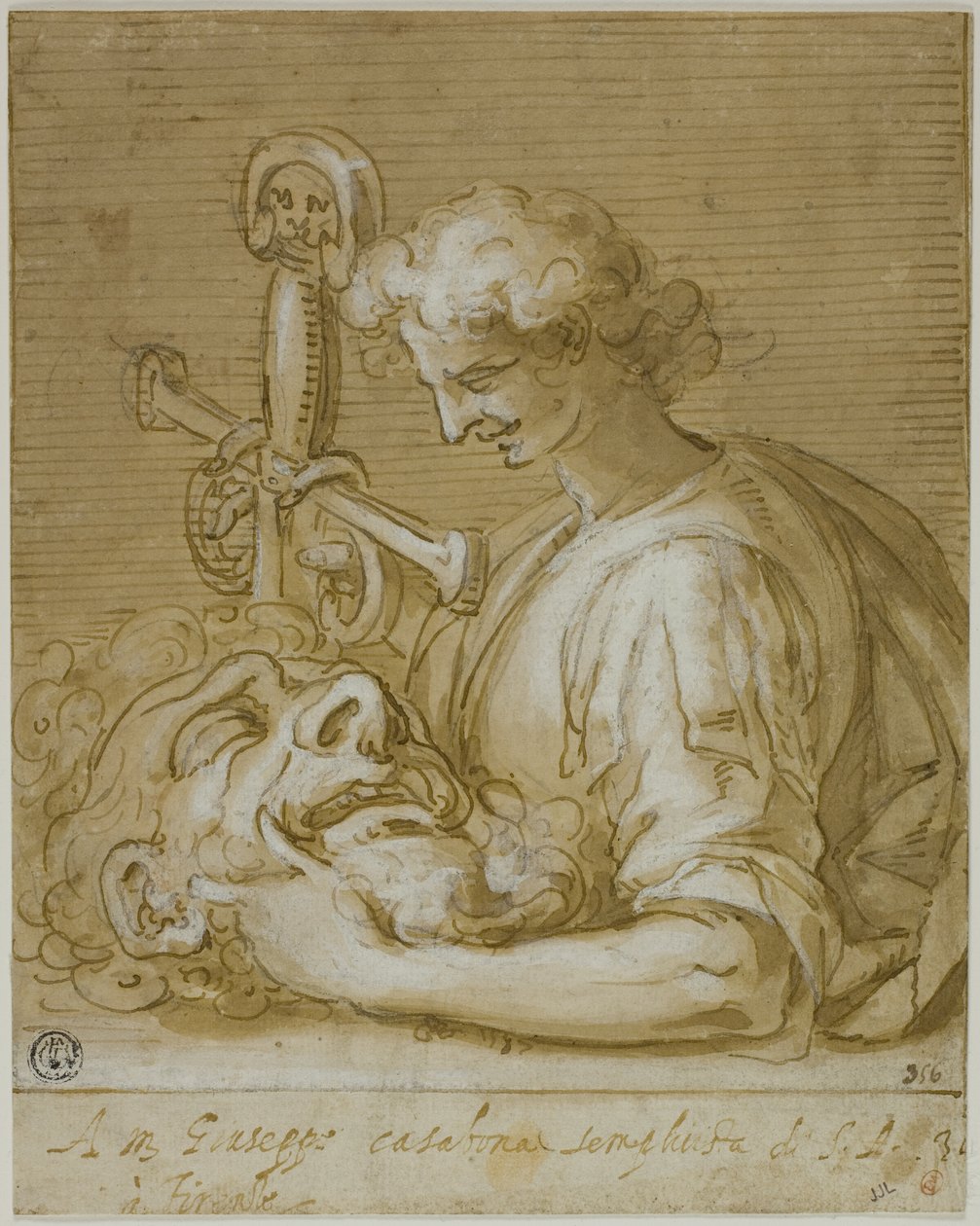 David med Goliat huvud och svärd av Giovanni Battista Paggi