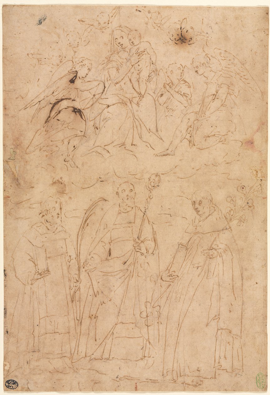 Madonna och barn i ära över tre heliga av Giovanni Battista Paggi