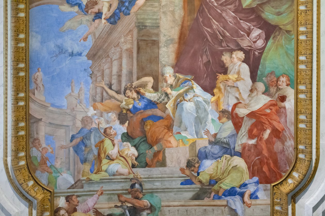 Miraklet med kedjorna i mitten av kassan, detalj av Giovanni Battista Parodi