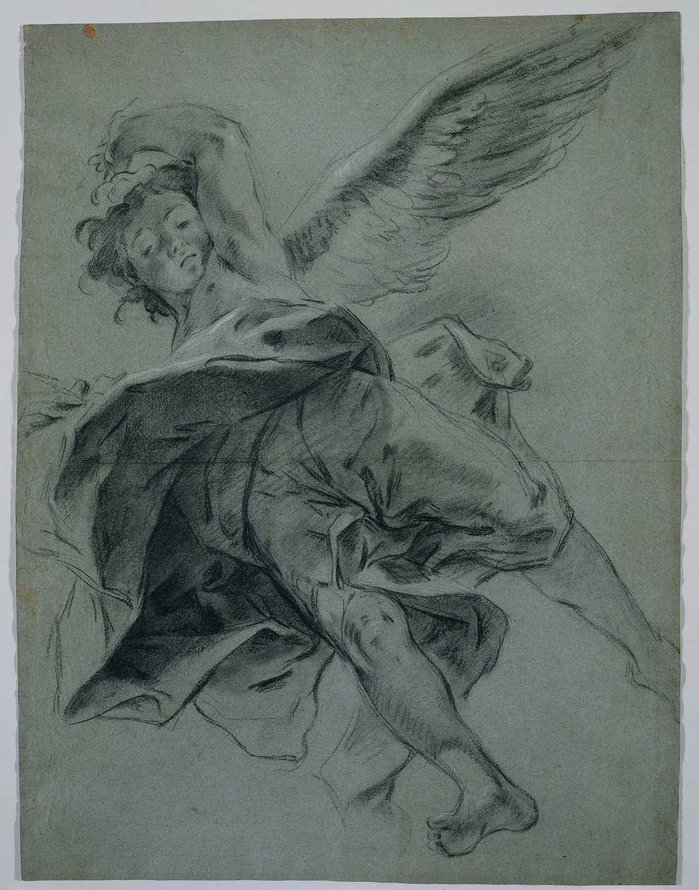En flygande ängel (recto); Studier av händer som spelar instrument (verso) av Giovanni Battista Piazzetta