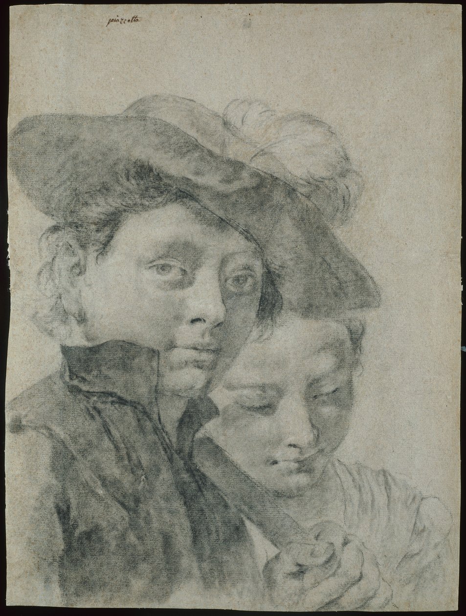 En ung pojke som bär en plymerad hatt och en ung flicka av Giovanni Battista Piazzetta