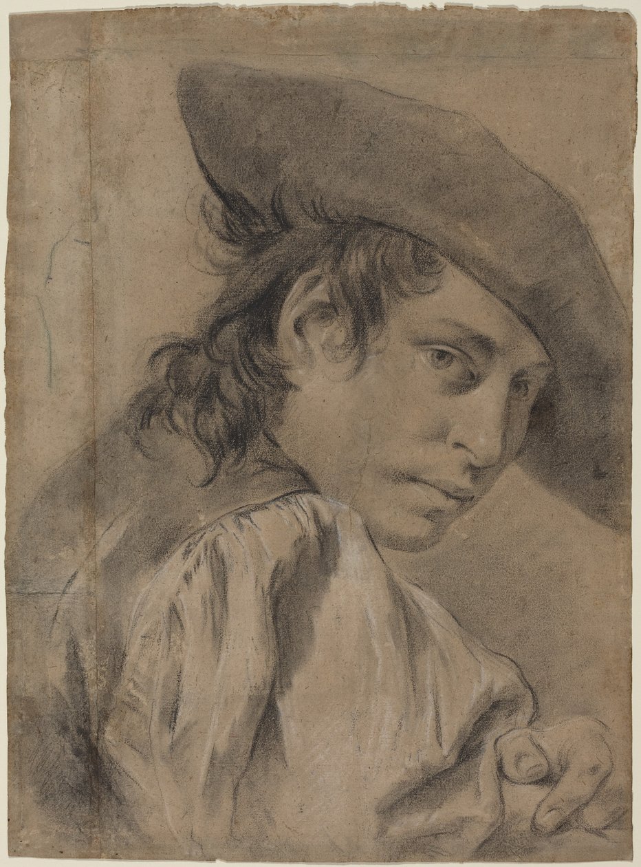 En ung man i bredbrättad hatt av Giovanni Battista Piazzetta