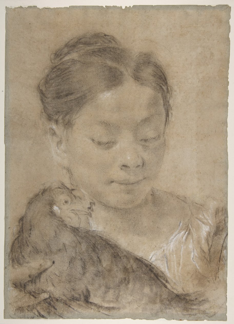 Flicka med en höna av Giovanni Battista Piazzetta
