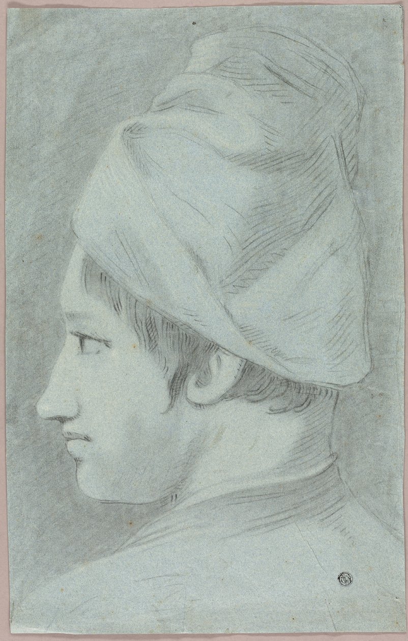 Huvud av pojke med hatt i profil av Giovanni Battista Piazzetta