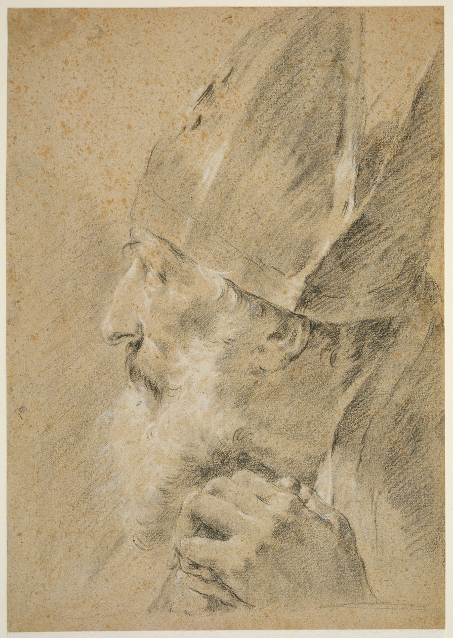 En biskops huvud i profil av Giovanni Battista Piazzetta