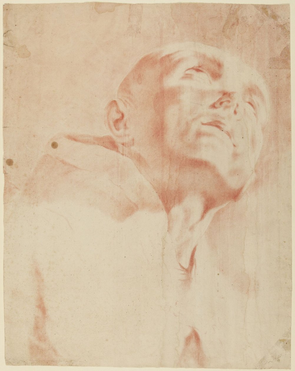 Huvudet på en munk som blickar uppåt av Giovanni Battista Piazzetta