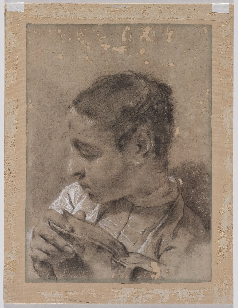 Chef för en ung man i profil med en bok av Giovanni Battista Piazzetta