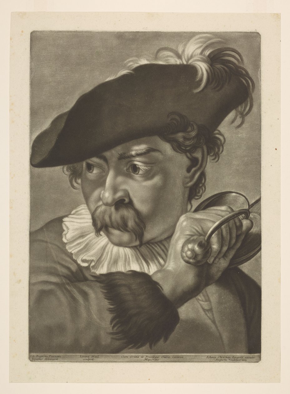 Man med en fjäderprydd hatt av Giovanni Battista Piazzetta